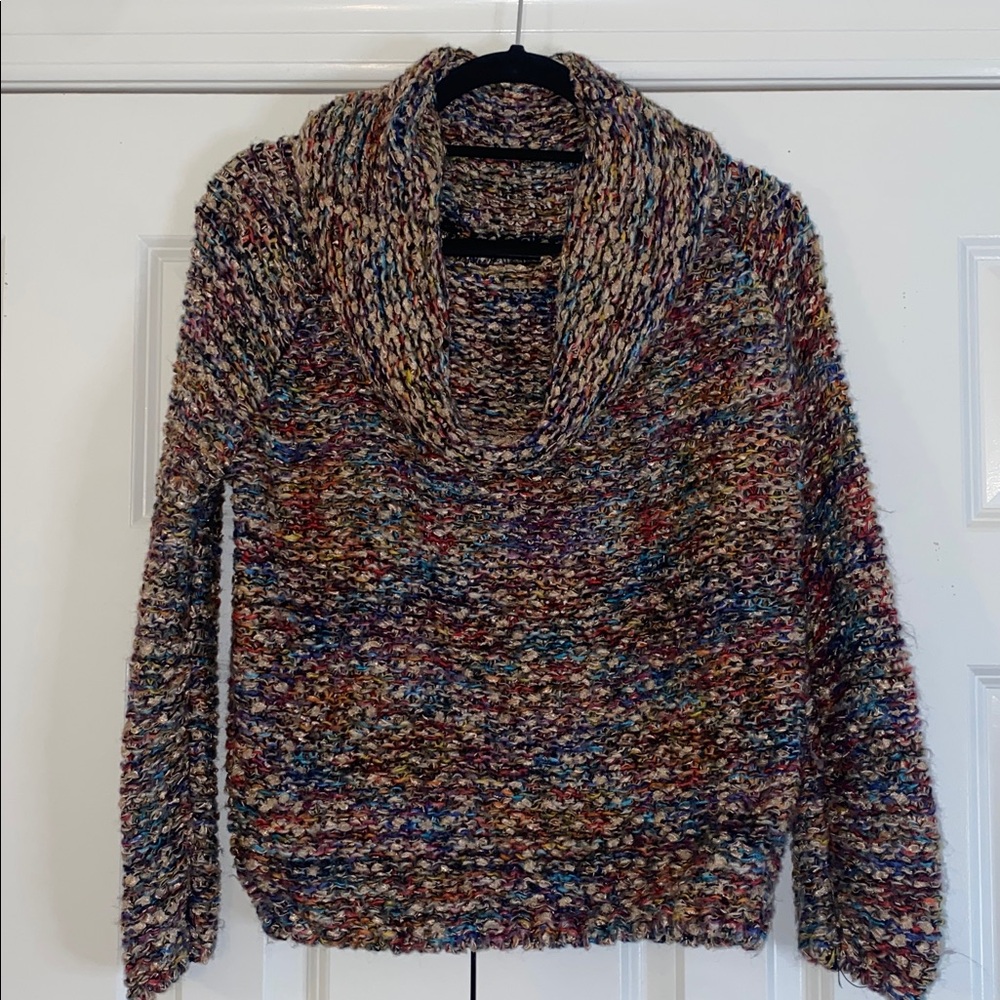 Mohair Blend Multicolor Cowl Neck Sweater size Small